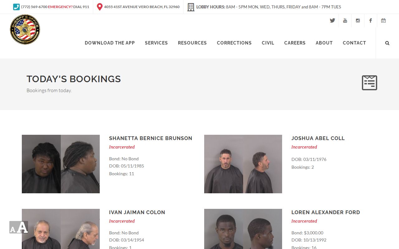 Indian River County booking photos organized by booking date