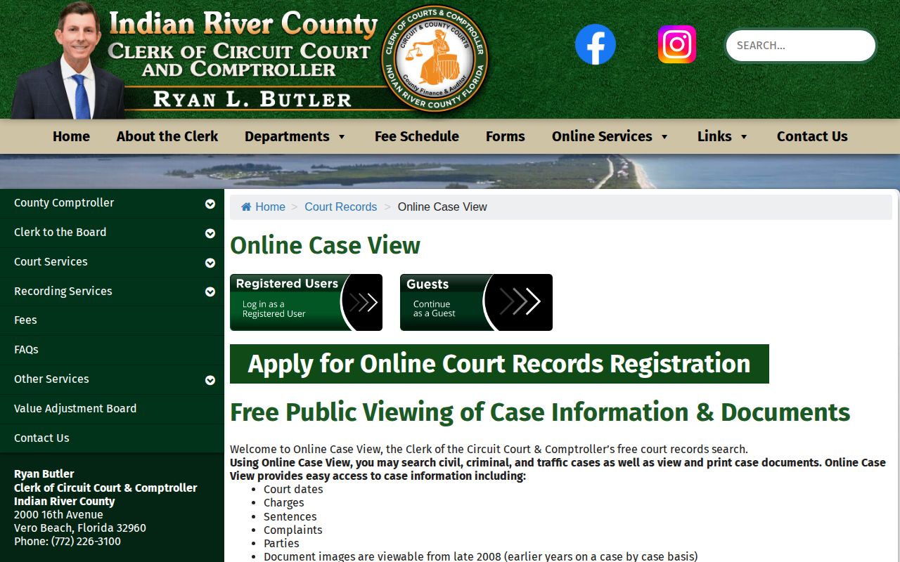 Indian River County court record search for release date orders