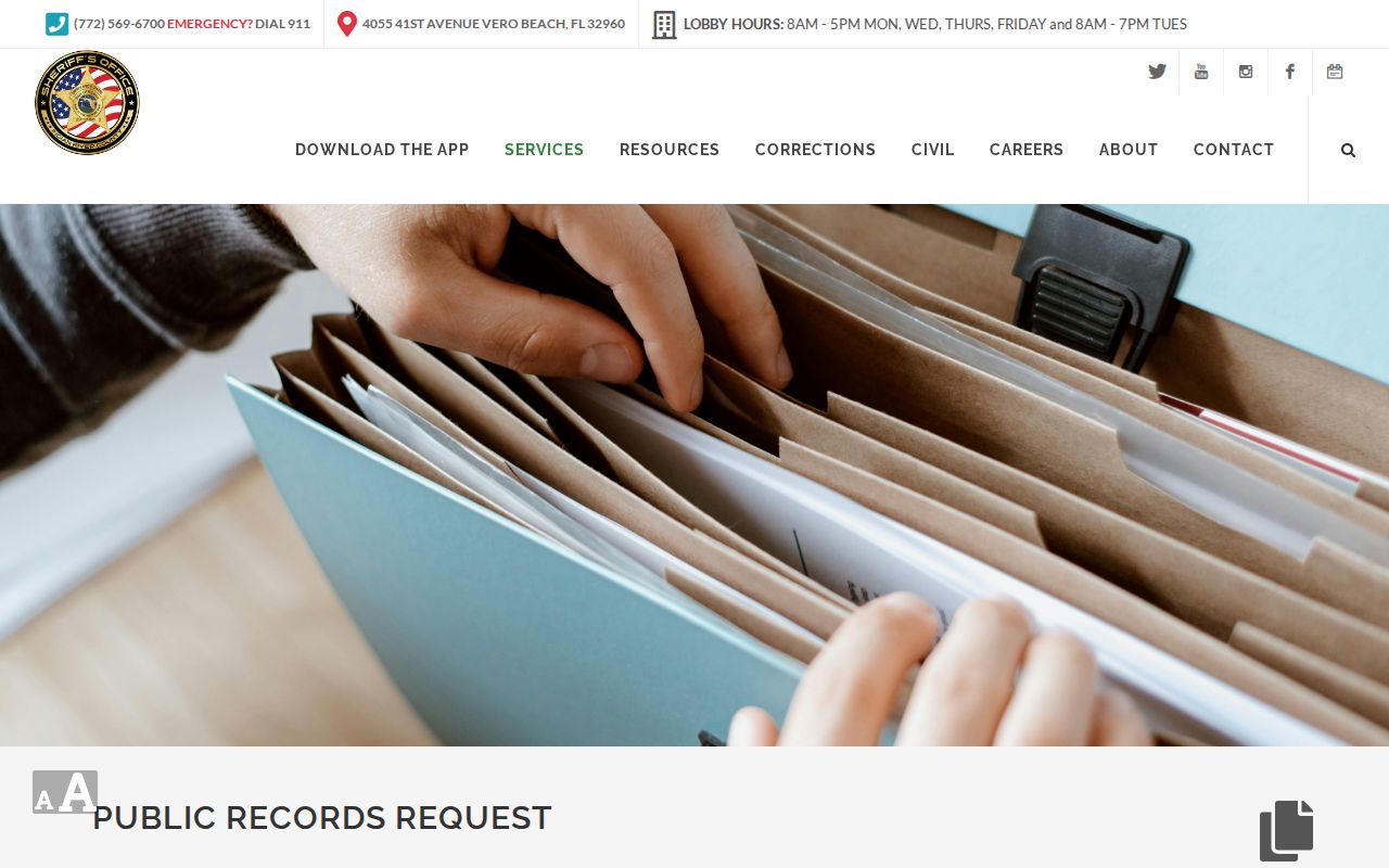 Indian River County booking photo public records request options