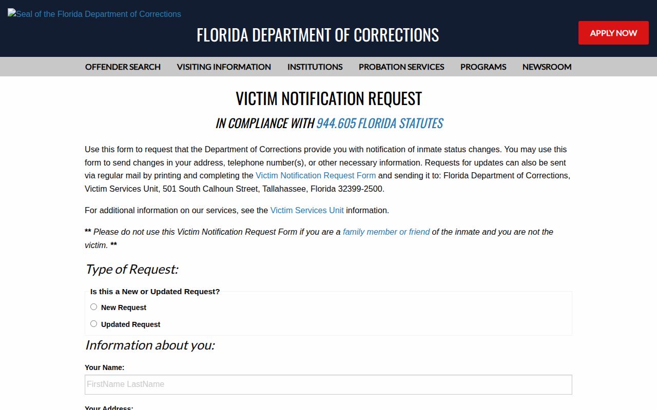 Florida notification events for Indian River County inmate release alerts