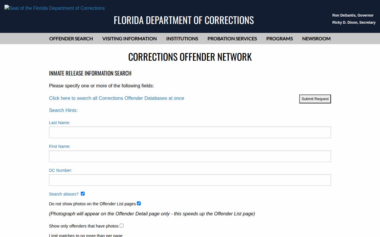 FDC prison release search used for Indian River County released inmates